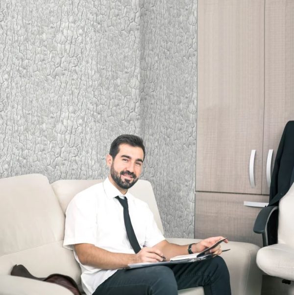 کاغذ دیواری طوسی طرح بافت کد 8011