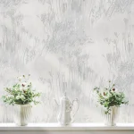 کاغذ دیواری نقره ای طرح شاخ و برگ کد 8024