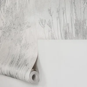 کاغذ دیواری نقره ای طرح شاخ و برگ کد 8024