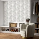 کاغذ دیواری نقره ای طرح شاخ و برگ کد 8024