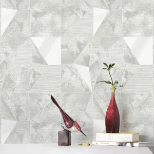 کاغذ دیواری طوسی طرح هندسی کد 8031