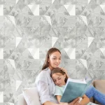 کاغذ دیواری طوسی طرح هندسی کد 8031