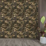 کاغذ دیواری قهوه ای طلایی طرح هندسی کد 8034