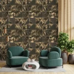 کاغذ دیواری قهوه ای طلایی طرح هندسی کد 8034
